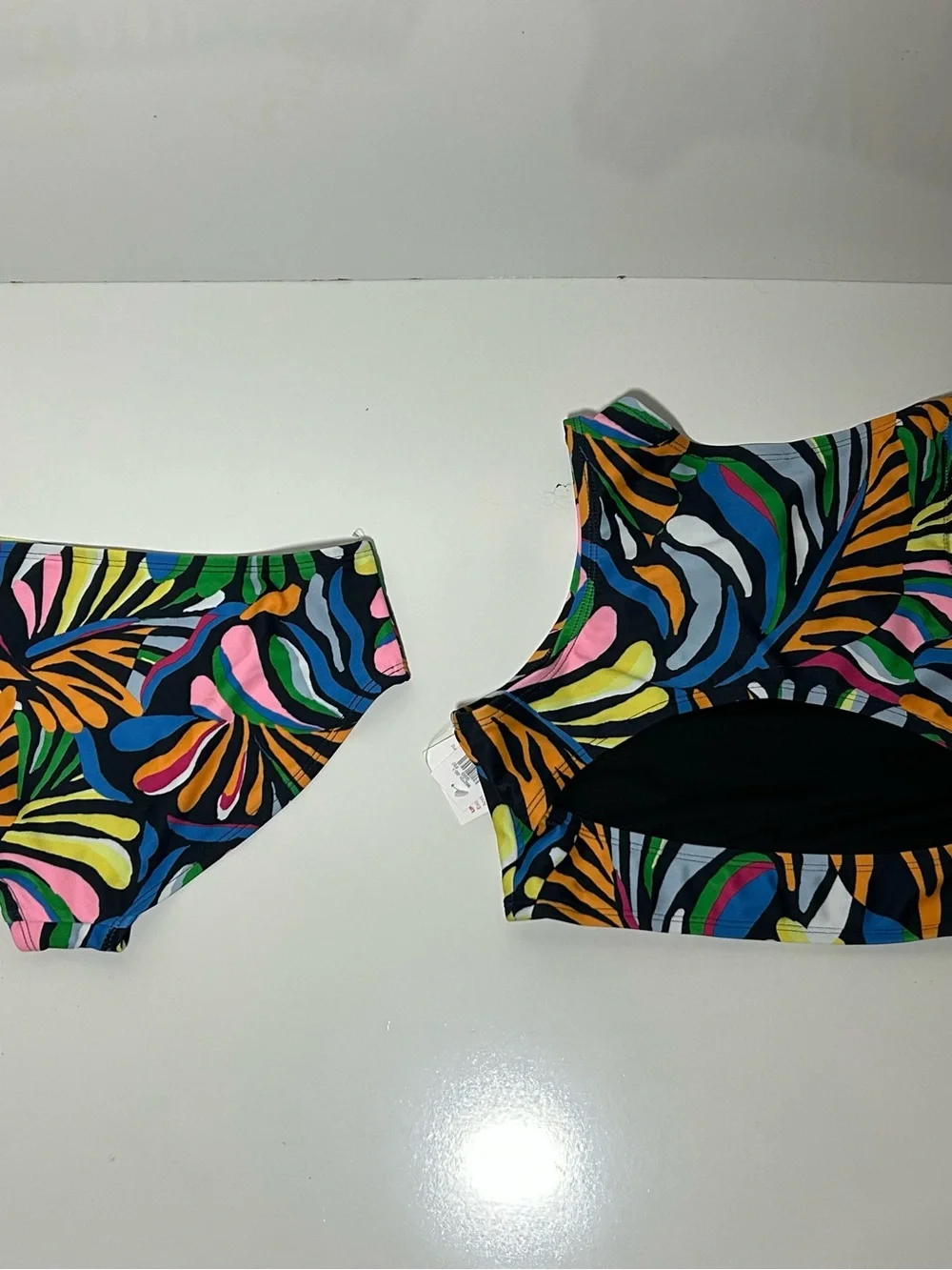 Old Navy Multicolor Abstract Zebra Print Bikini Top and Bottoms